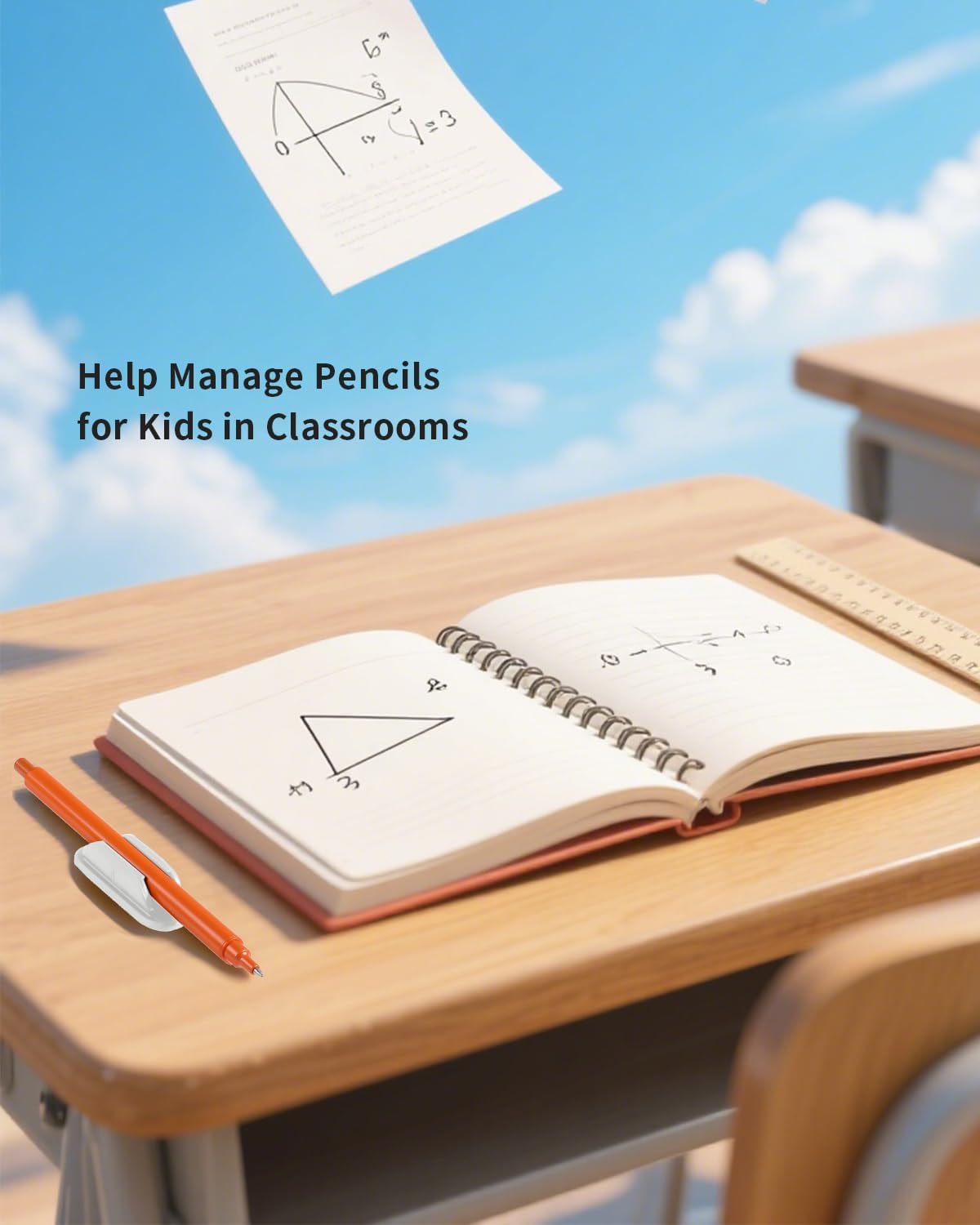 Adhesive Pencil Holders for Desk Set of 10 - Silicone Pen Holder with 15 PCS Adhesive Pads - Flexible Pencil Holder for Office Essentials Accessories and Teacher Supplies, White