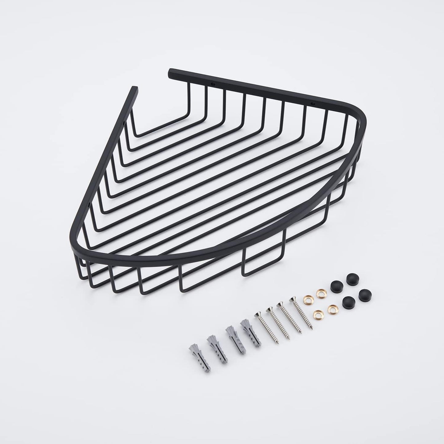 Bathroom Corner Shower Caddy Organizer, Corner-Hollow Design, SUS304 Stainless Steel Heavy Duty Rust-Proof Bathroom Shelf Organizer Holder, Wall Mounted Storage Rack, Matte Black