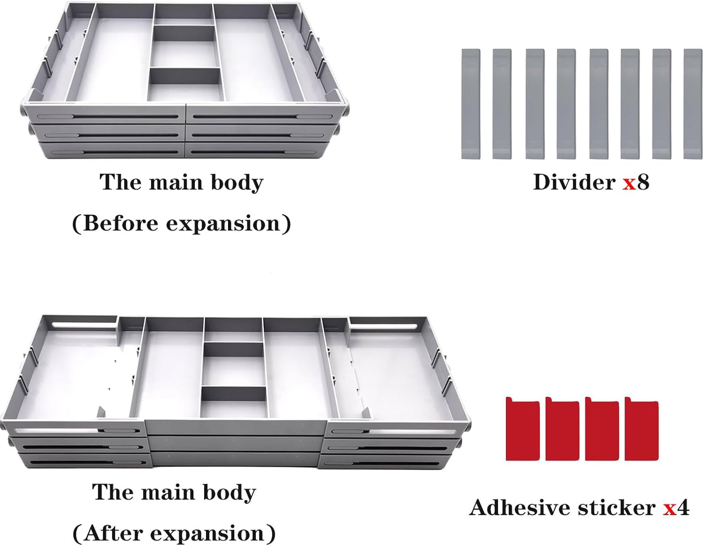 3 Tier Foldable Expandable Smart Drawer Organizer ， Multi Level Collapsible Shallow Junk Drawer Organizer
