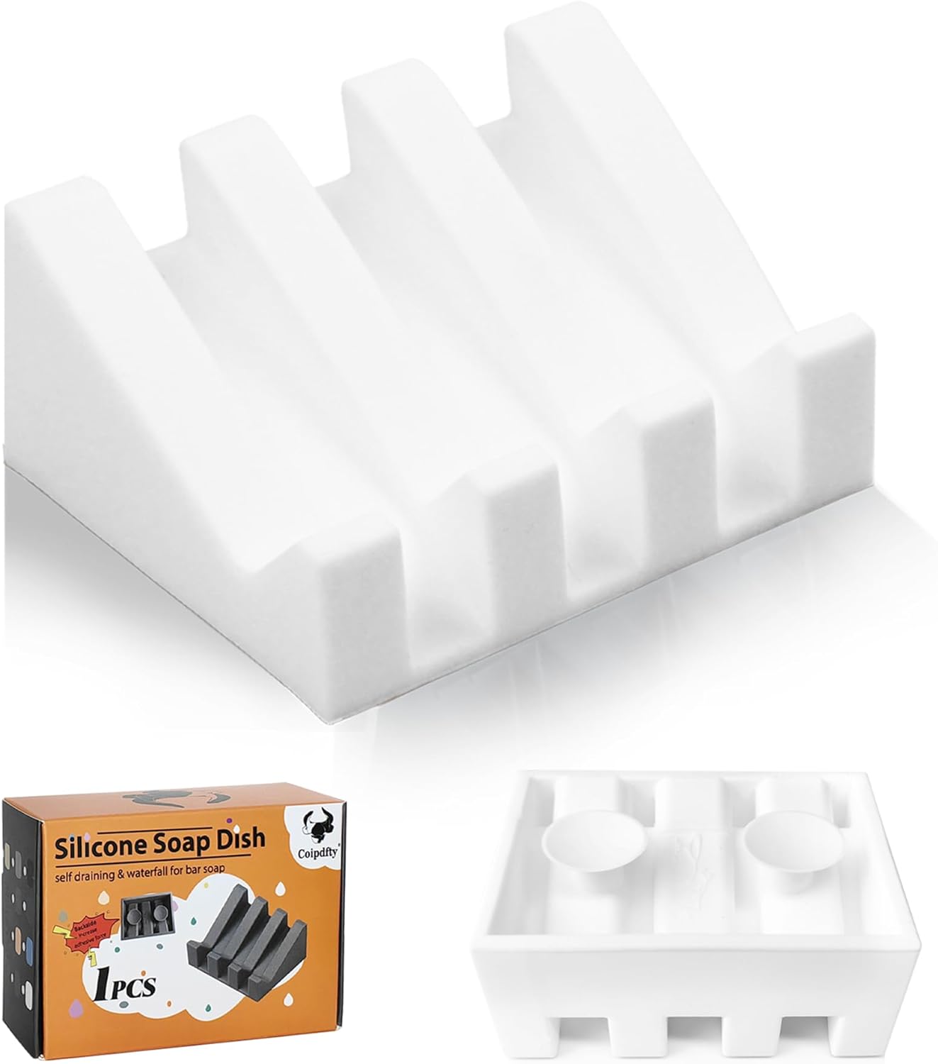 Self Draining Soap Dish,Silicone Suction Cup Soap Holder, Bathroom Soap Dish for Bar Soap,Can Extend Soap Life,Bathroom, Bath Tub, Kitchen Sink (1, White)