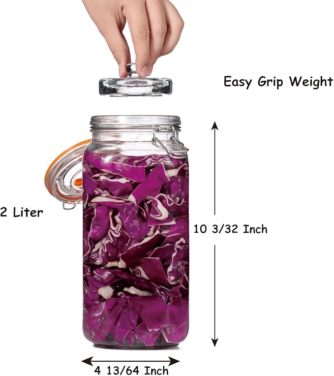 JILLMO Fermenting Jar, 2 Liter Glass Fermentation Kit with Fermenting Weights and Airlocks for Kombucha, Sauerkraut, Pack of 2
