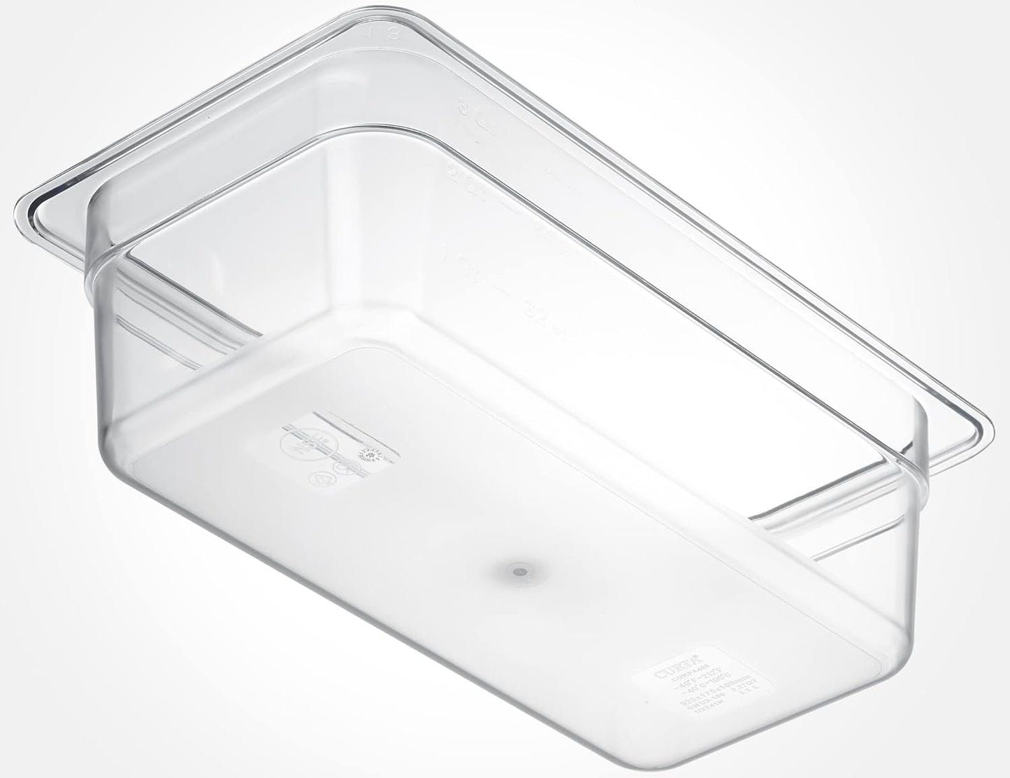 CURTA 6 Pack NSF Food Pans, 1/3 Size 4 Inch Deep, Commercial Polycarbonate Plastic Clear Freezer-Safe