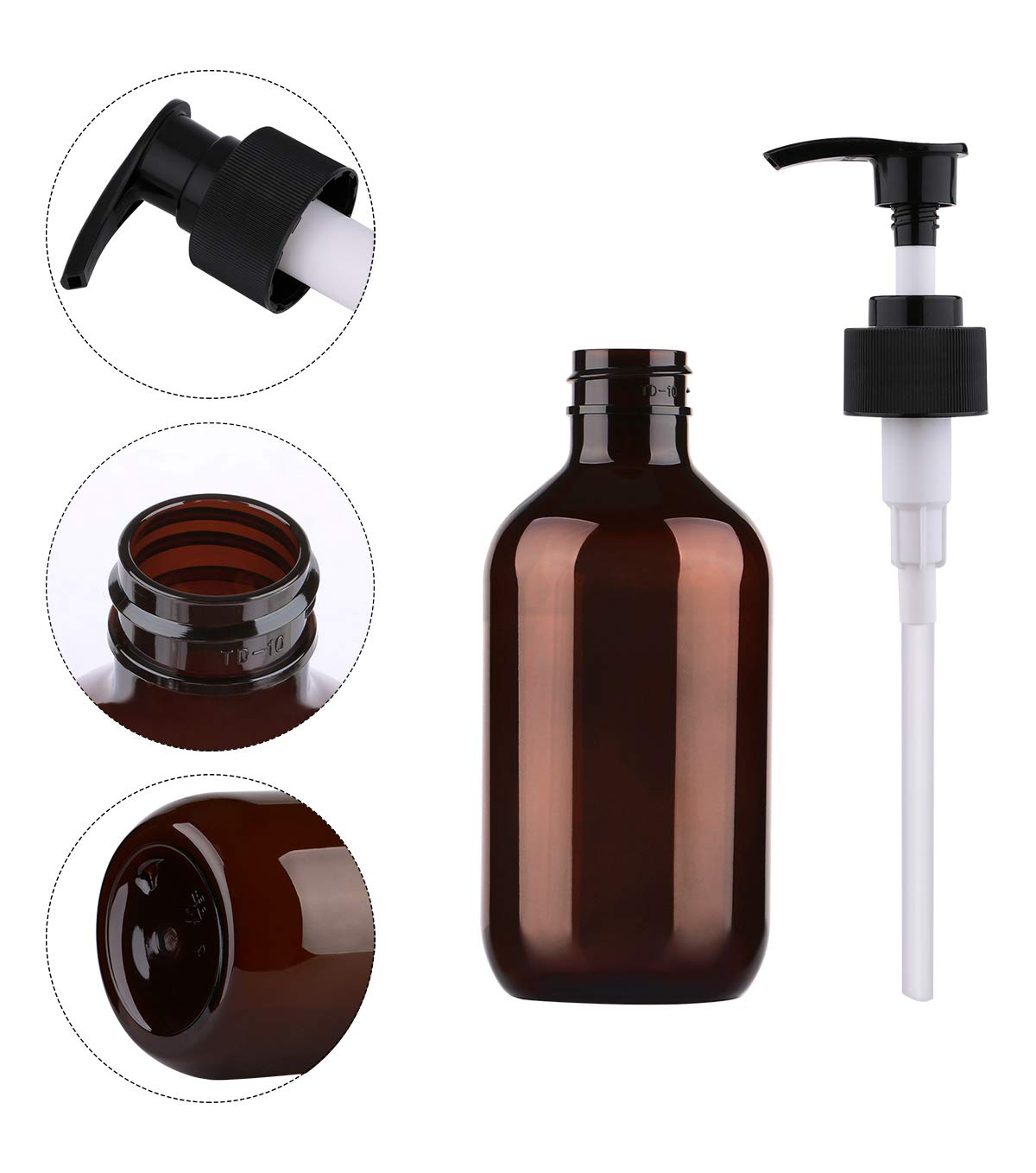 Plastic Soap Dispenser, Yebeauty Pump Bottle 10oz/300ml Empty Refillable Lotion Pump Dispenser Shampoo Bottles Containers with Pump Multipurpose for Cosmetic Kitchen Bathroom, 2-Pack Brown