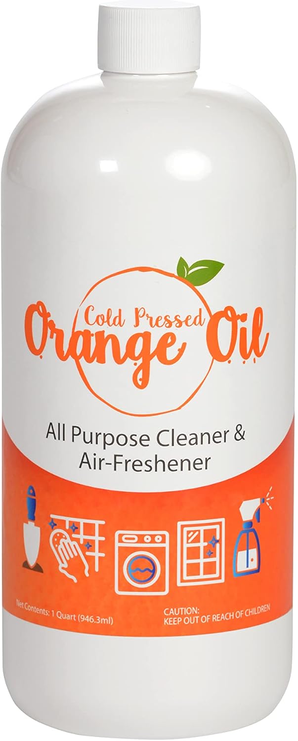 Premium Cold Pressed Orange Oil Concentrate- 32 oz (with D-Limonene), Concentrated Cold Pressed Orange Oil Blend - All-Purpose Citrus Cleaner and Degreaser Blend