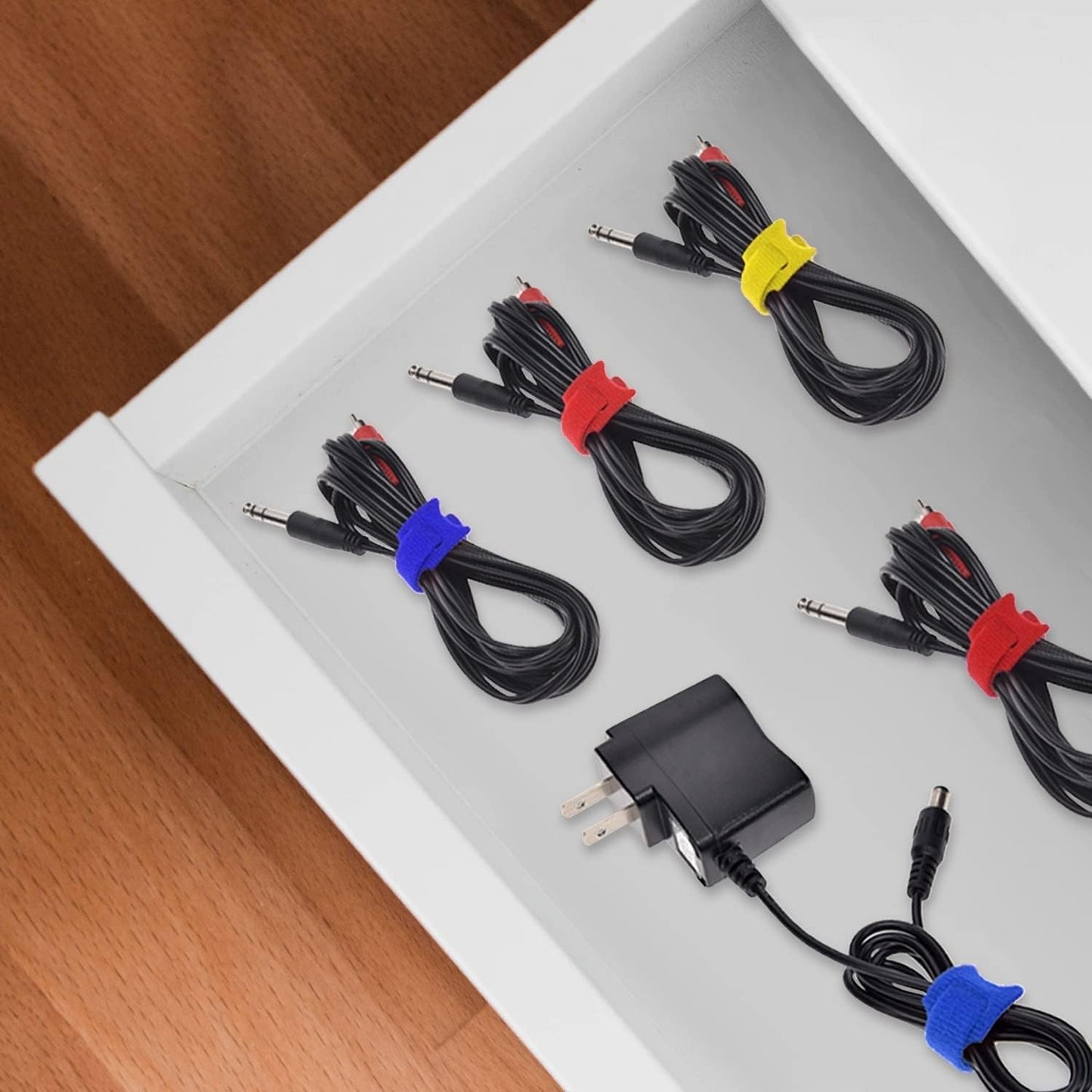 8" (60-Pack) Reusable Hook and Loop Self Gripping Multicolor Fastening Cable Ties - Multipurpose Microfiber Cloth Assorted Cable Organizer Ties