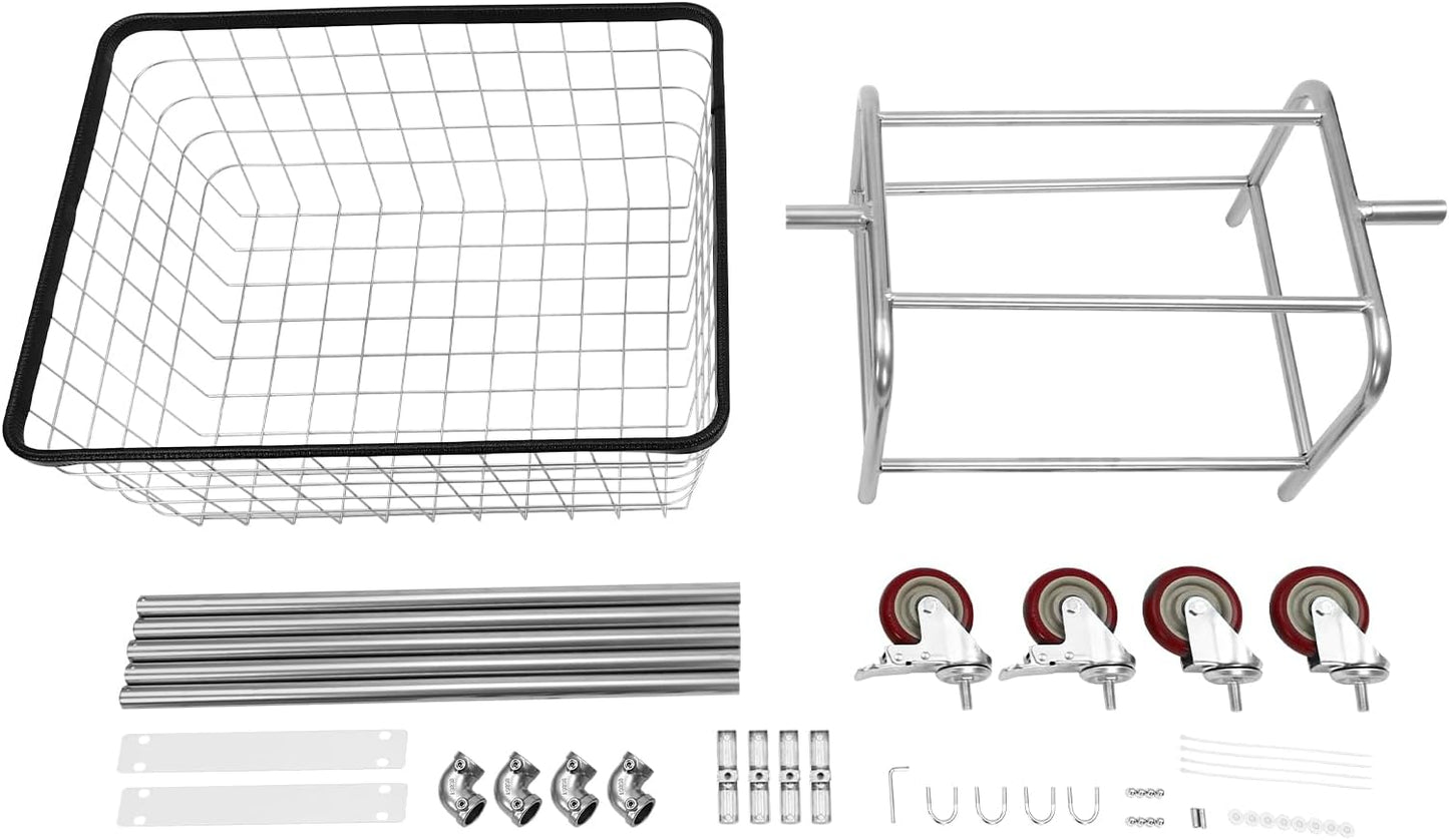 Wire Laundry Basket with Wheels,Commercial Laundry Basket Cart,Heavy Duty Rolling Laundry Cart with Rod Rack for Lau-ndry Clothes Storage (Type 1)
