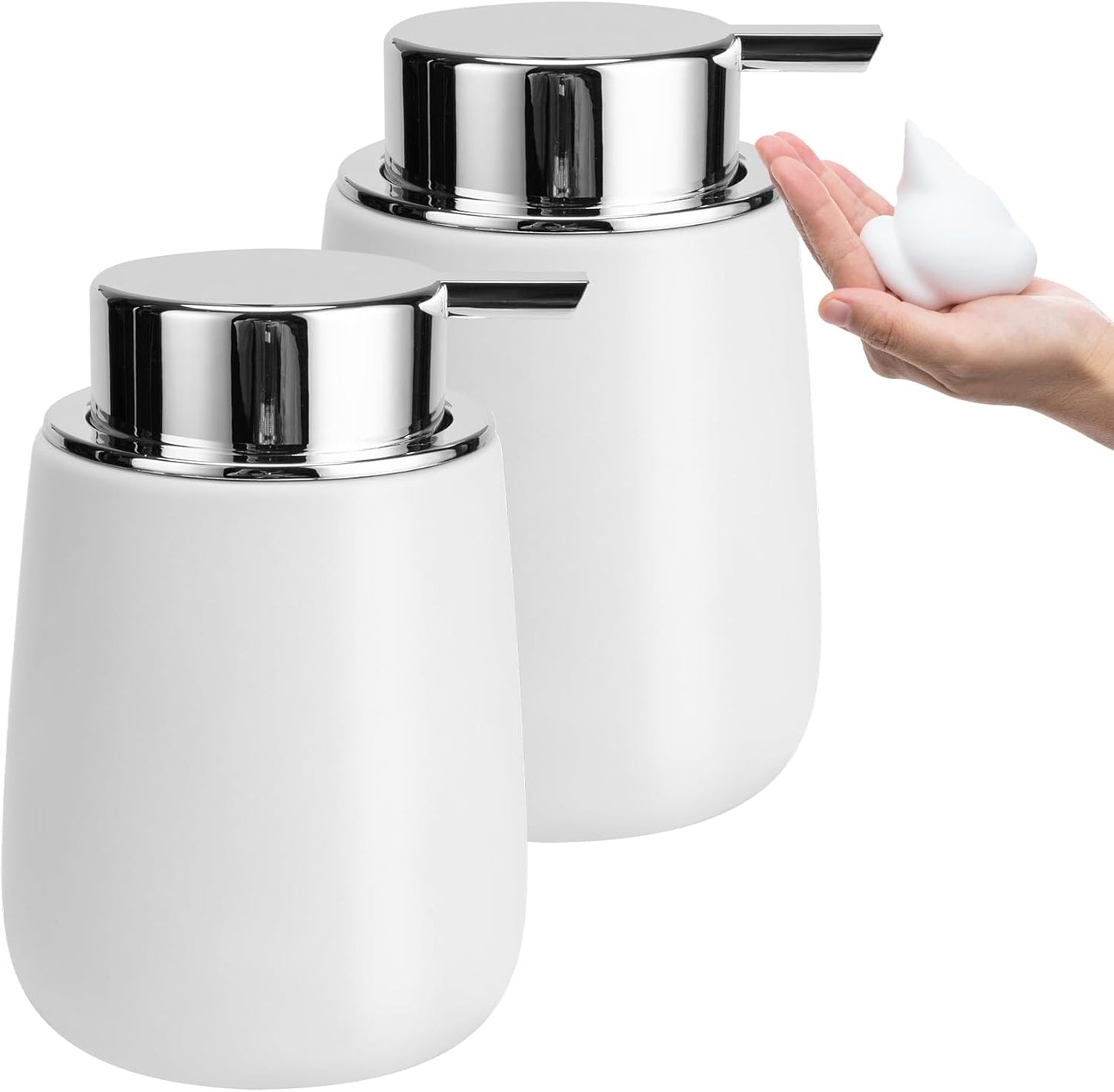 Soap Foaming Dispenser Ceramic with Easy-to-Press Pump Hand Foam Dispenser for Shampoo Bathroom Kitchen 12 oz 2pcs