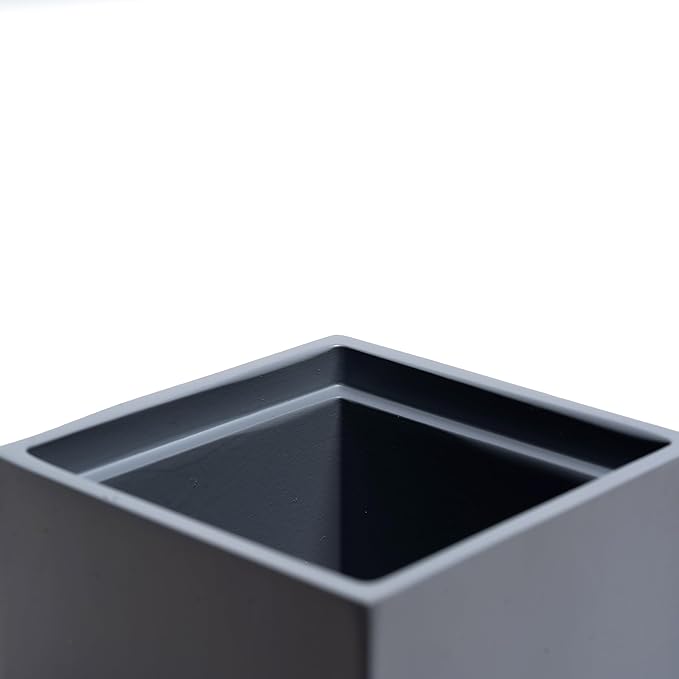 Cotton Swab Holder, Bathroom Resin Q Tips Holder with Lid Dispenser Storage Box Cosmetics Countertop Organizer Containers for Pads, Rounds - Matte Grey