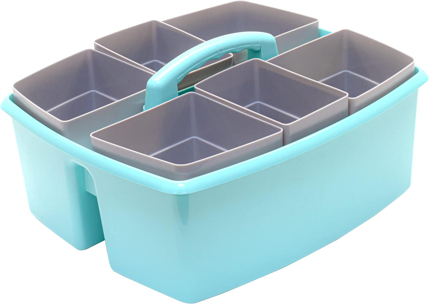 Storex Large Classroom Craft Caddy with Cups, 13 x 11 x 6.575 Inches, Teal, Case of 2 (00984A02C)