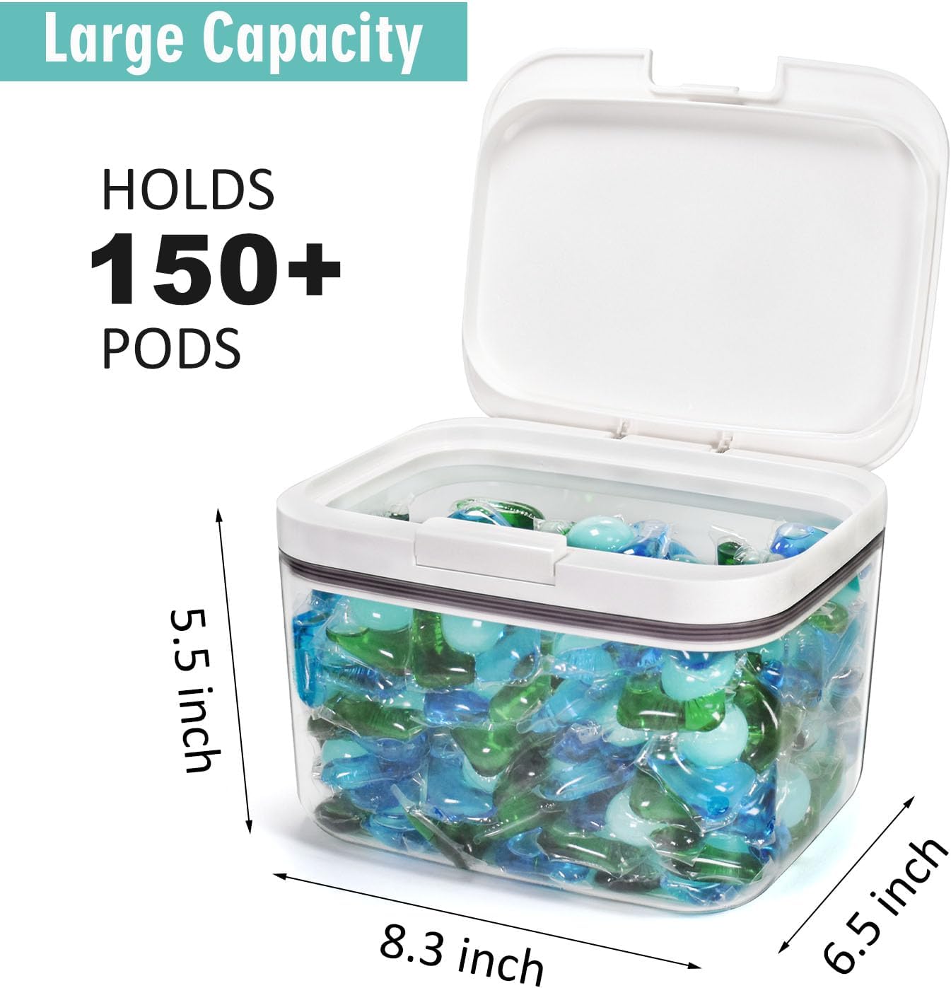 Laundry Pods Container Laundry Pod Holder with Lid, Laundry Room Storage Container for Detergent Pods Laundry Powder Scent Booster Container with Scoop (2 Pack)