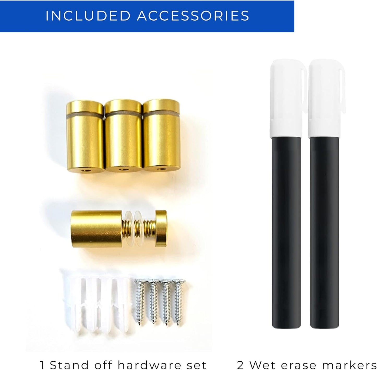 18x24 Dry Erase Board for Wall - with .25 Black Acrylic and Gold Stand Off Finish - Perfect Whiteboard for Office, Home, Classroom - Durable and Stylish .25 Black Acrylic Dry Erase Board