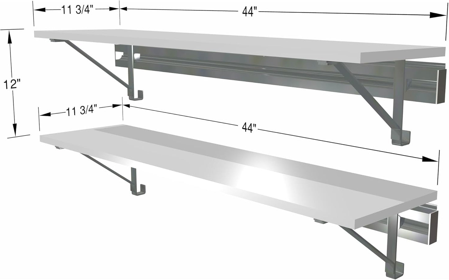 Two 44" Long Shelf Kits Laundry Storage White
