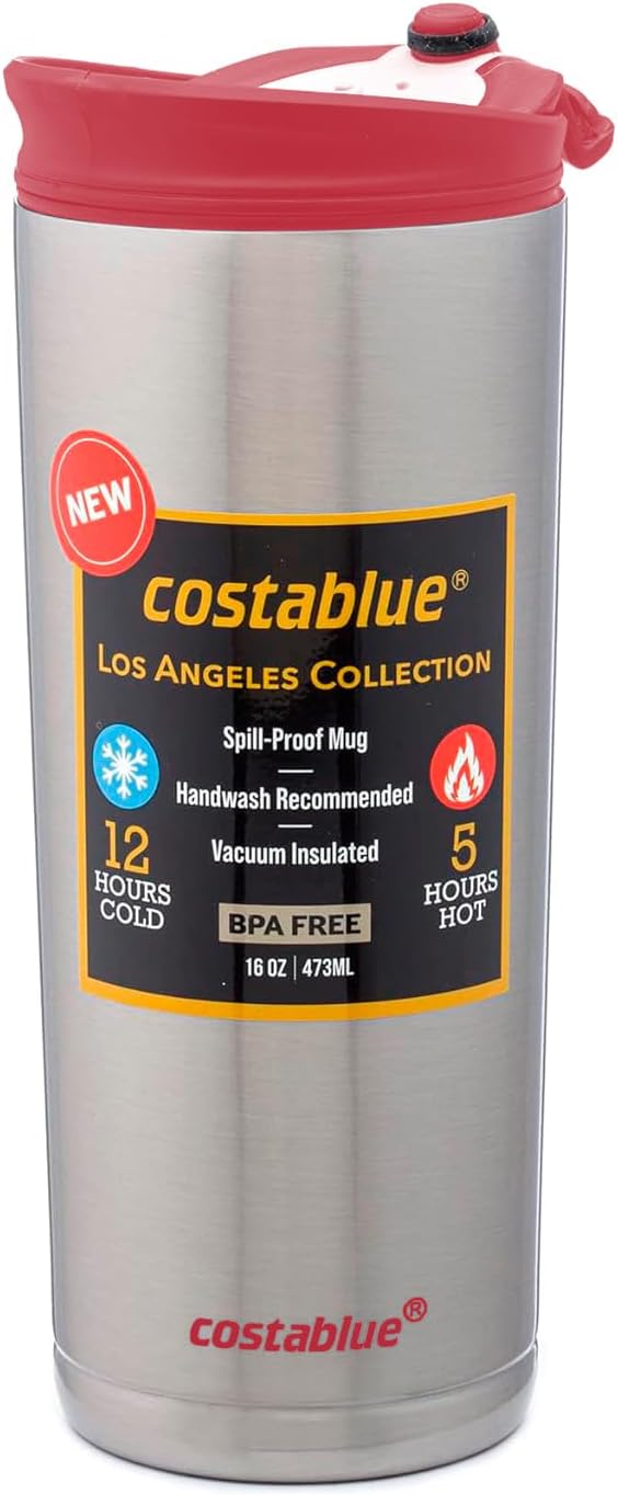 Travel Coffee Mug - 16 Oz. Stainless Steel Insulated Coffee Mug, Leak Proof Tumbler w/Dishwasher Safe Lid, Double Wall Travel Coffee Cup, Reusable Insulated Tumbler for Hot & Cold Beverages