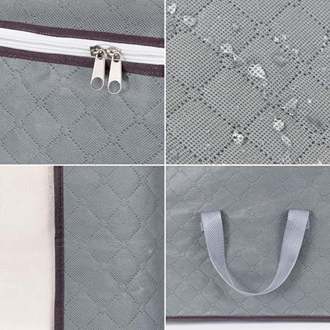 combocube 6Pcs Zippered Storage Bag for Closet King Comforter, pillow, quilt, bedding, Clothes, Blanket Organizers with Large Clear Window & Carry Handles Space Saver