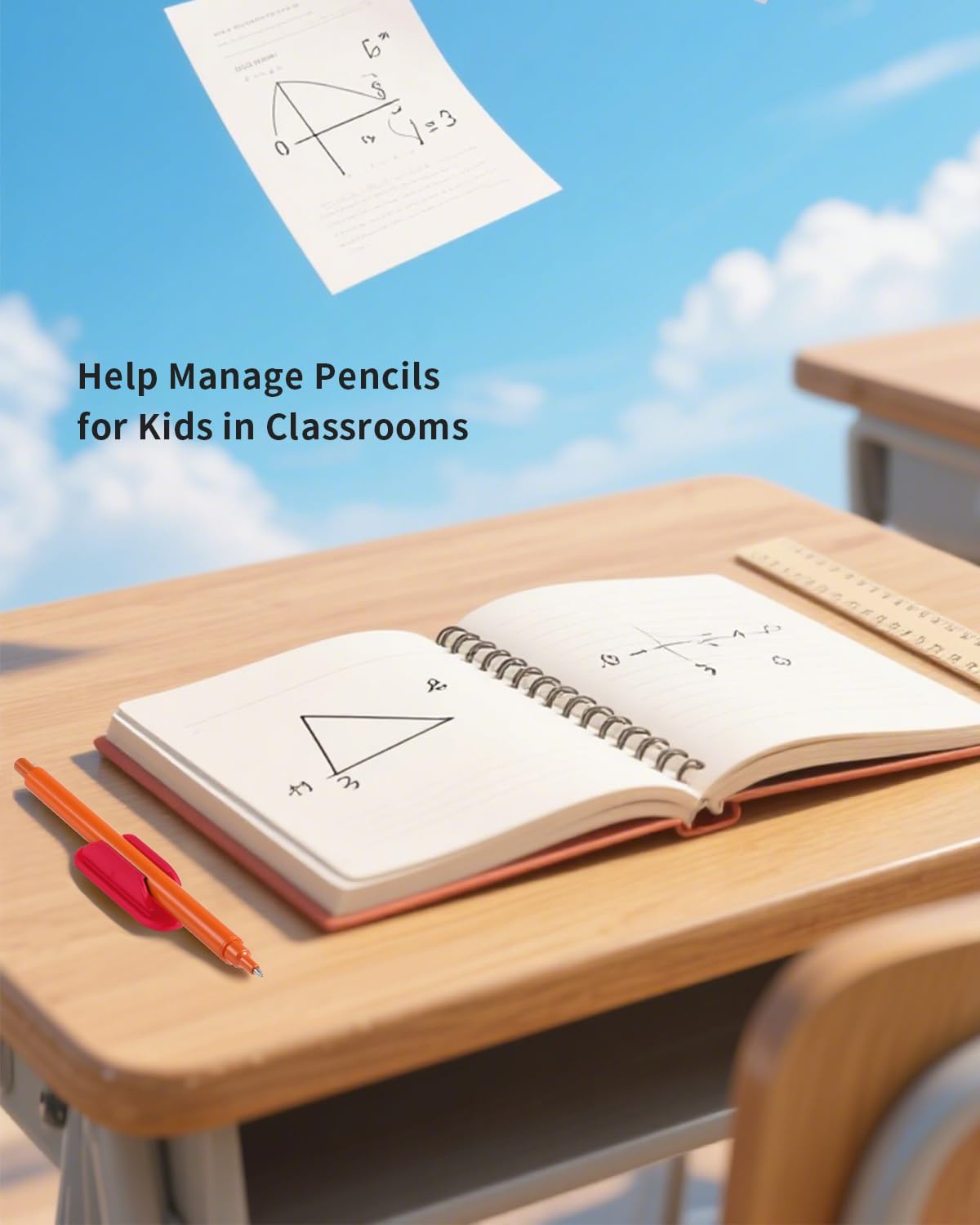 Adhesive Pencil Holders for Desk Set of 10 - Silicone Pen Holder with 15 PCS Upgraded Adhesive Pads - Flexible Pencil Holder for Walls Clipboards, Office Essentials Accessories Teacher Supplies