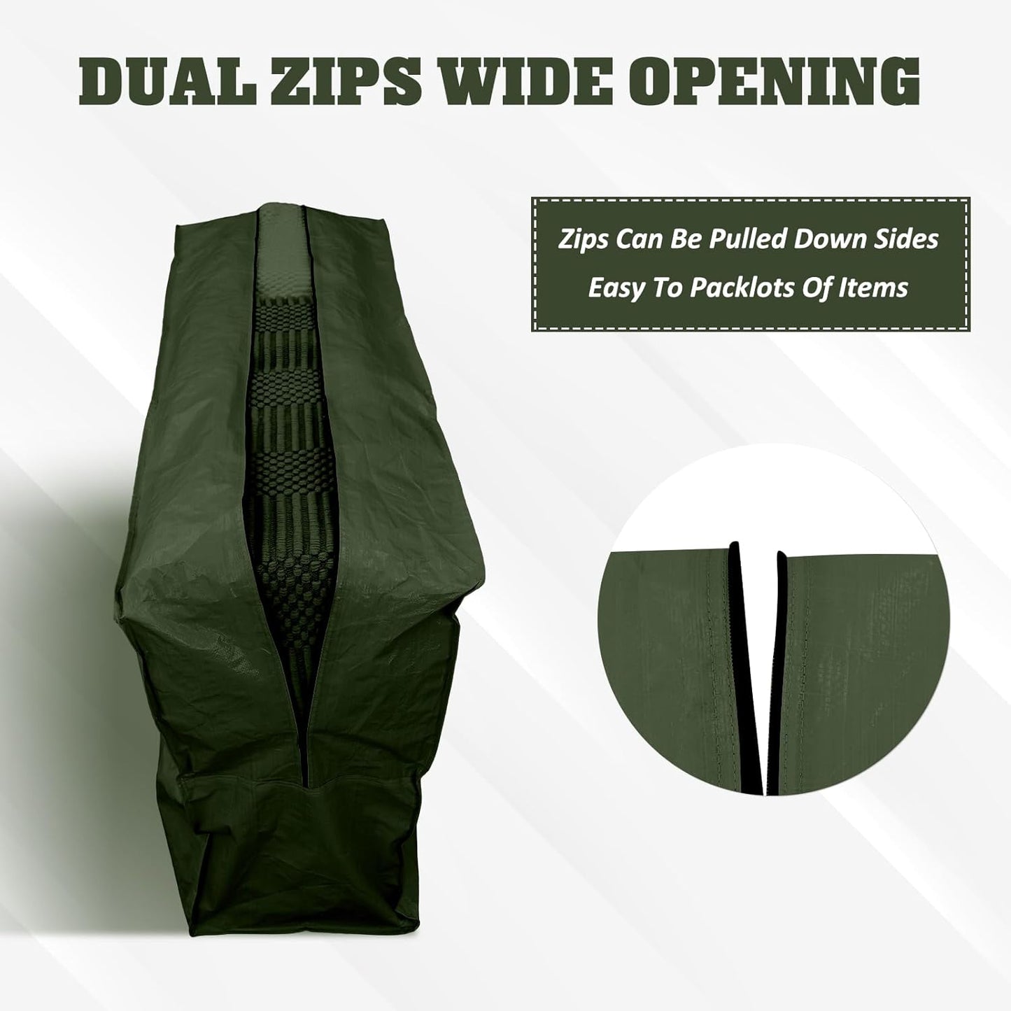 4 Pcs 96 Gallon Large Moving Bags with Zipper and Handles Foldable Storage Duffle Bags Heavy Duty Extra Large Totes for College Dorm Travel Clothes Blankets Bedding Moving (Green)