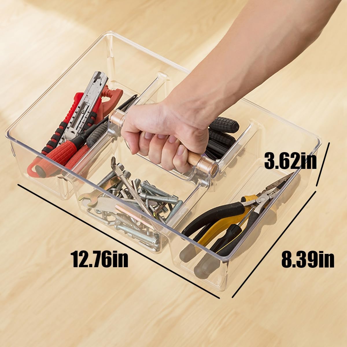 2 pack Large Plastic Portable Caddy with Handle, Storage Organizer Bin for Art Supplies, Crafts, Colored Pencils, Dorm Caddy, Shower, Cleaning, Kitchen, Office, Dorm, Desktop, Makeup Tote