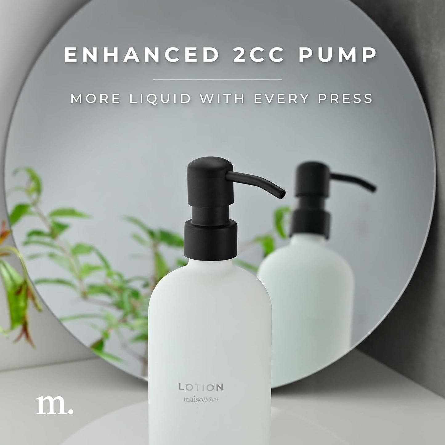 MaisoNovo Soap Dispenser 1-Piece Set | 16.9oz White Bottles with Black Stainless Steel Pump