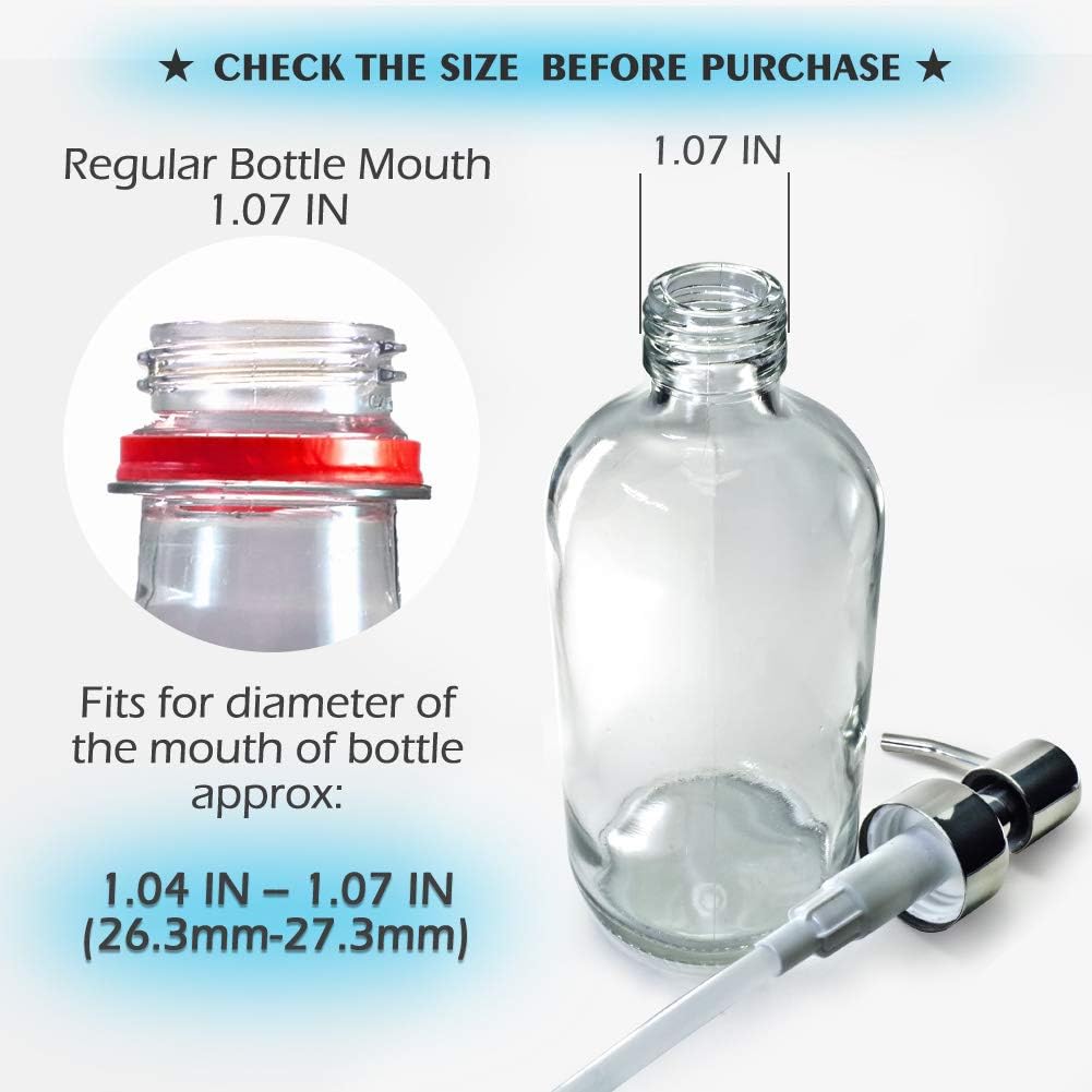 JASAI Durable 304 Rust Proof Stainless Steel Soap Pump, Kitchen Soap Dispenser Pump Replacement for Regular Mouth Bottle, 2 Pack