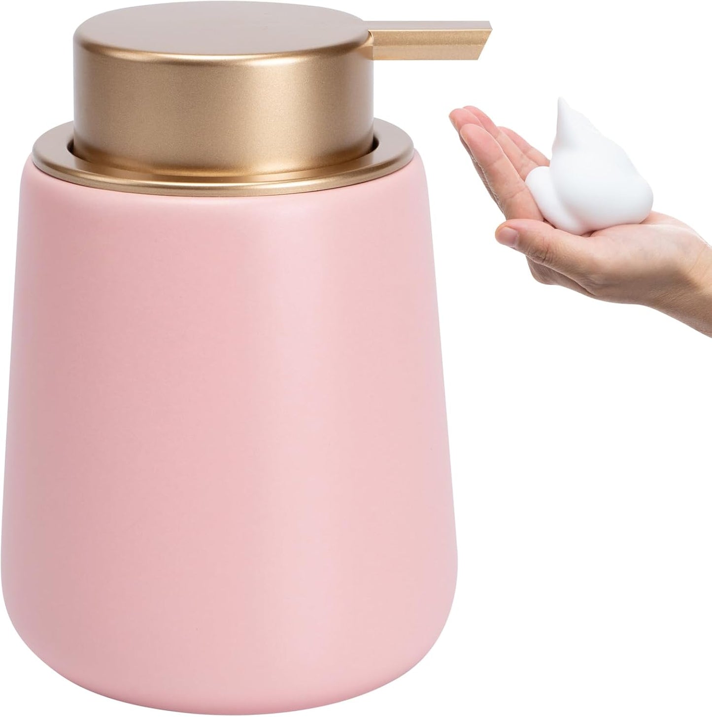 Soap Foaming Dispenser Ceramic with Easy-to-Press Pump Hand Foam Dispenser for Shampoo Bathroom Kitchen 12 oz