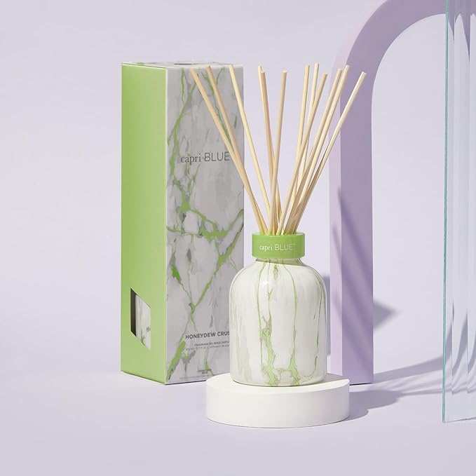 Capri Blue Reed Diffuser Set - Includes Modern Marble Oil Diffuser, Diffuser Sticks & Aroma Diffuser Oil - Air Freshener - Diffusers for Home Decor - Honeydew Crush Diffuser Scents (5.7 fl oz)