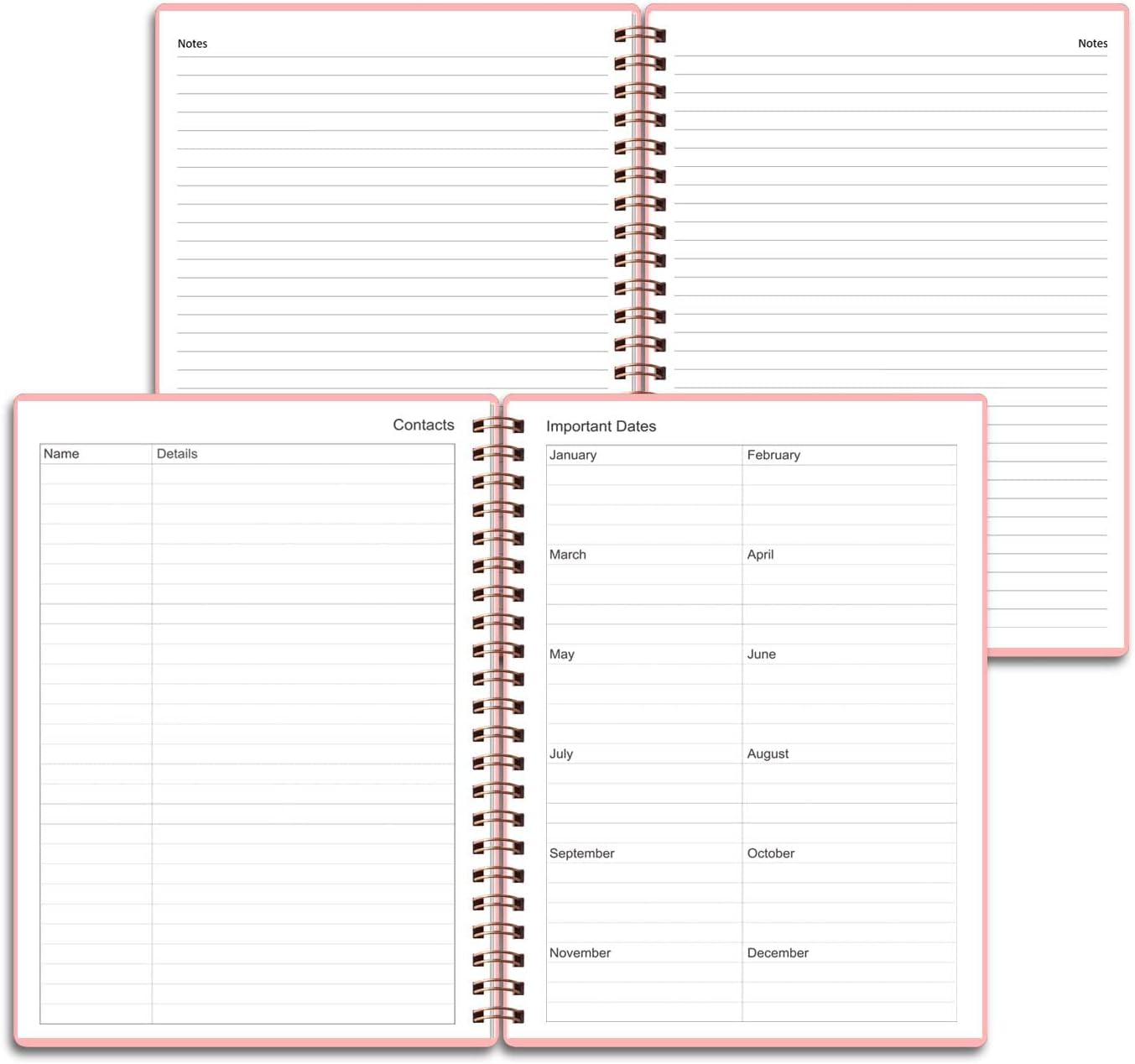 Tiankool Undated Daily Planner,Undated Planner with Hourly Schedules, Top Priorities Items and To Do List, A5 Daily Organizer Notebook to Increase Productivity, 5.8 × 8.2 Inch,Pink