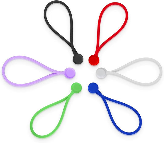 6 Pack Reusable Silicone Magnetic Cable Ties Twist Ties for Home/Office Cord Wrap, Cable Organizer, Magnetic Cord Holder, Cable Organizer Fridge Magnets - Perfect Smart Home Gadgets! 6 COLORS