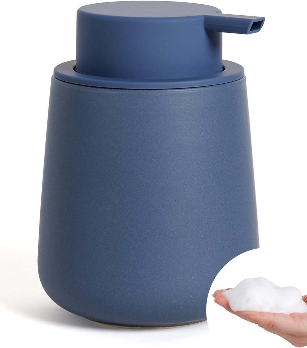 Bosilunlife Ceramic Foaming Soap Dispenser - 12oz Nave Blue Foam Hand Wash Dispenser Bathroom Countertop Soap Dispensers Kitchen Dish Soap Pump Dispenser Liquid Soap Dispenser for Bathroom