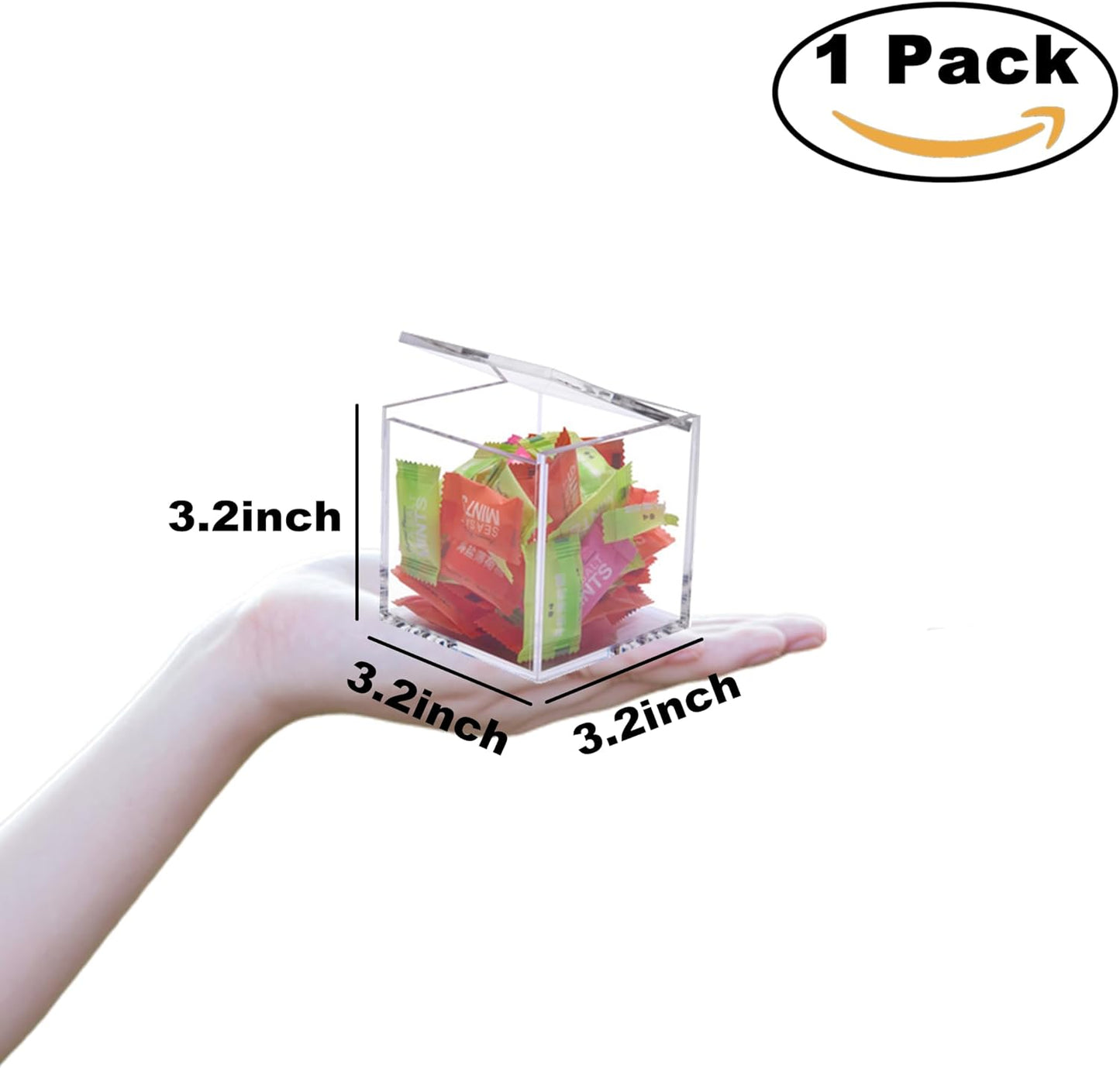 KissYou Acrylic Hinged Lid Box Plastic Display Box with Lid Small Multipurpose Storage Box for Keepsakes, Jewelry，Candy Acrylic Square Cube