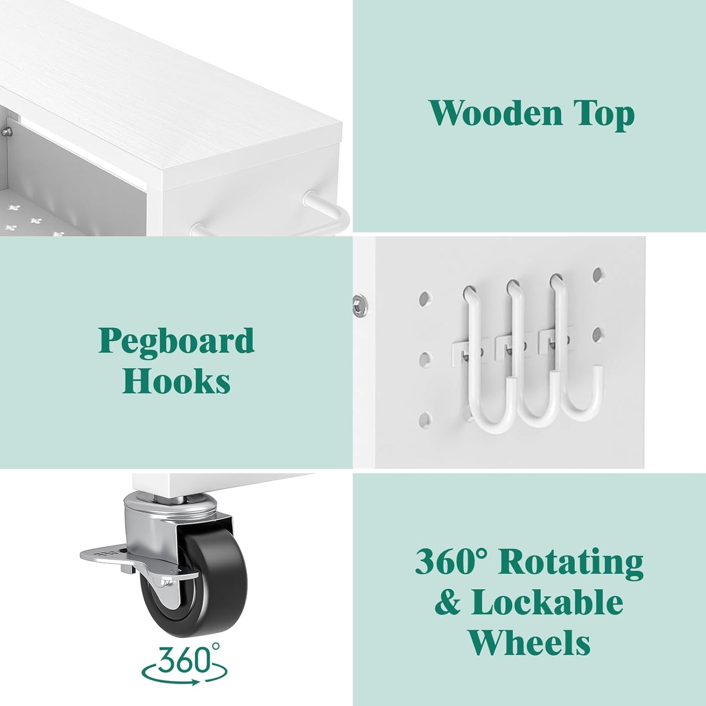 Slim Storage Cart, 4 Tier Rolling Kitchen Cart on Wheels for Small Space, Narrow Laundry Bathroom Organizers Mobile Shelving Unit Metal Utility Cart with Handle, 5.9in Width, White