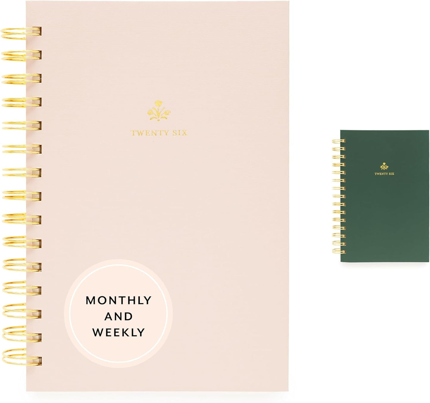 Sugar Paper 2026 Small Spiral Planner, Weekly and Monthly, January to December, 5.75" x 8.25", Calendar for Women, Matte Paper Hardcover, Spiral Bound, Pocket for Storage, 12 Month, Blush