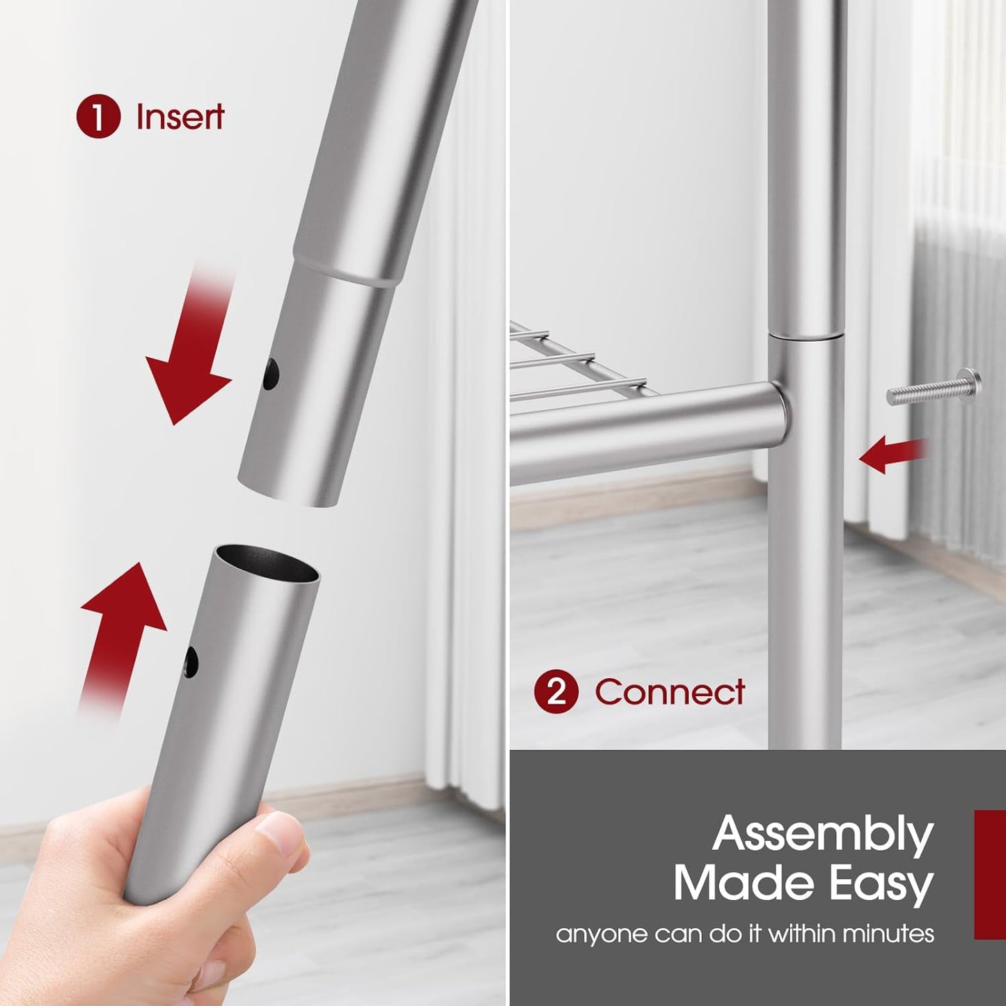 Storage Shelves - 4 Tier Shelf Organizer, Heavy Duty Garage Shelving Unit with Leveling Feet, Stable Metal Shelves Organizer for Pantry, Kitchen and Closet, 33.0" W x 12.6" D x 57.2" H, Silver