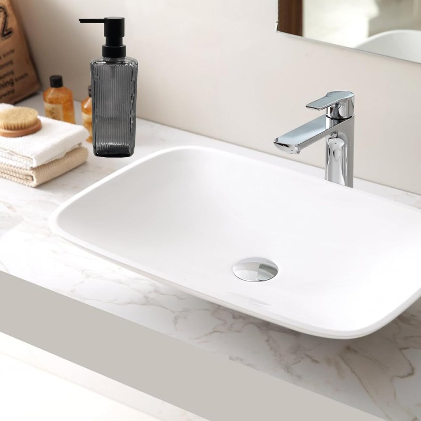 Gray Glass Soap Dispenser Set with Black Pump, 12oz Refillable Liquid Hand Dispenser, Lotion Dish Soap Dispenser for Modern Home Decor, Bathroom, Kitchen Countertop, Hotel(2 Pack)