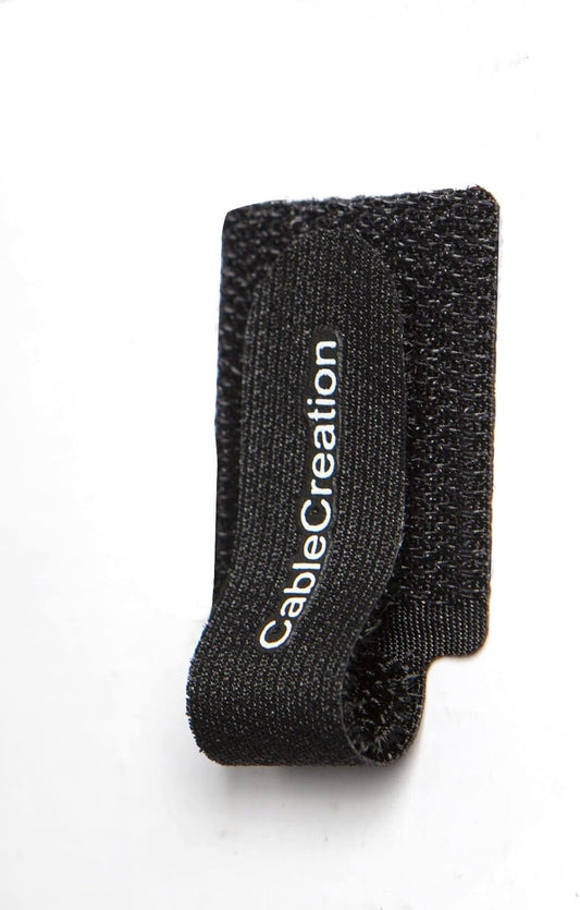 CableCreation Cable Ties, Strong Back-Glue Self Adhesive Cable Straps, Cable Management Straps Hook Loop Cord Organizer Wire Ties for Office/Home/Kitchen/Workshop, Black 5 Pack