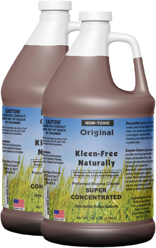 Naturally Preformed Enzyme Cleaner, Enzyme Solution, Multi-Purpose Cleaner, Laundry Additive and More - Concentrate - Original Scent - 128oz (1 Gallon) - Pack of 2