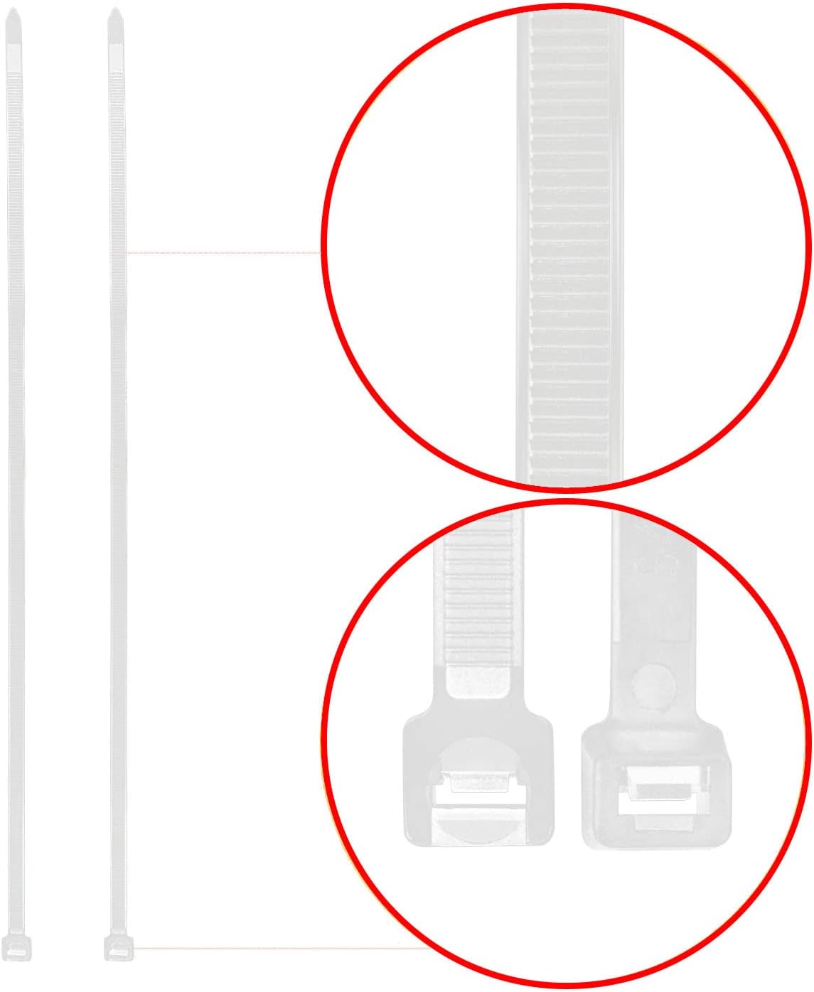 Superun Heavy Duty Zip Ties 16 Inch, Strong Large White Zip Ties 120 Lbs Tensile Strength Selflocking Wire Ties (Industrial Grade Cable Ties) Pack of 50 Clear