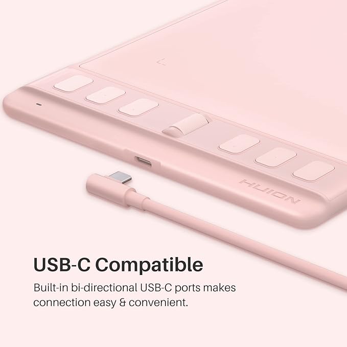 HUION Inspiroy 2 Small Drawing Tablet, Digital Art Tablet with Scroll Wheel, 6 Hot Keys, Battery-Free Stylus, Pink Graphics Tablet for Drawing, Design, Writing, Work with PC, Mac & Android