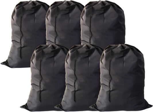 Extra Large Laundry Bag 6 Pack, Travel Laundry Bags with Drawstring Closure, 30"x40", for college, dorm and apartment dwellers (6Pcs Black)