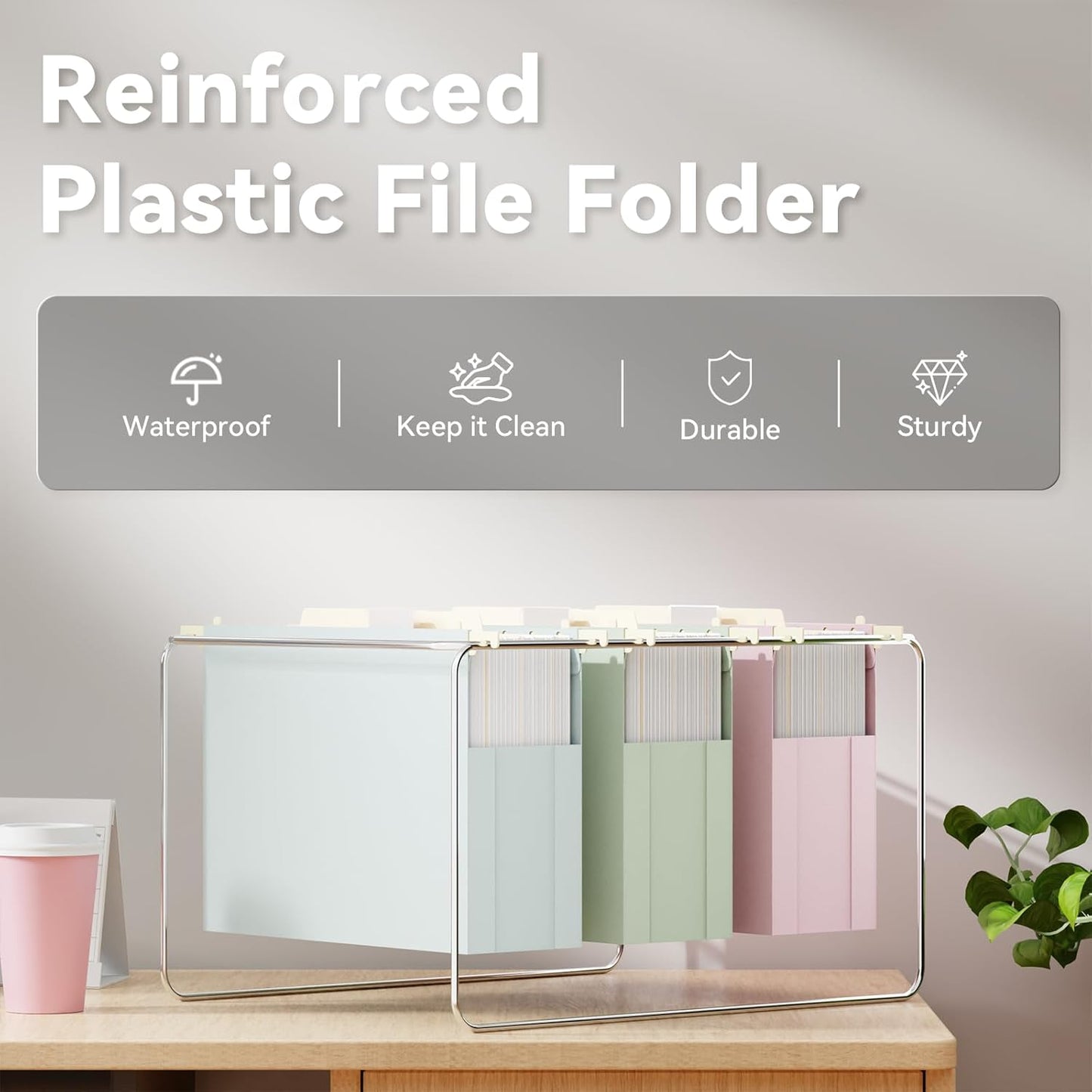 Ansook Plastic Letter Size Hanging File Folders,Reinforced 3" Extra Capacity File Folder with Tabs,6 Pack Expanding Filing Cabinet Folders,Heavy Duty Accordion Hanging Folder for Office(Morandi Color)