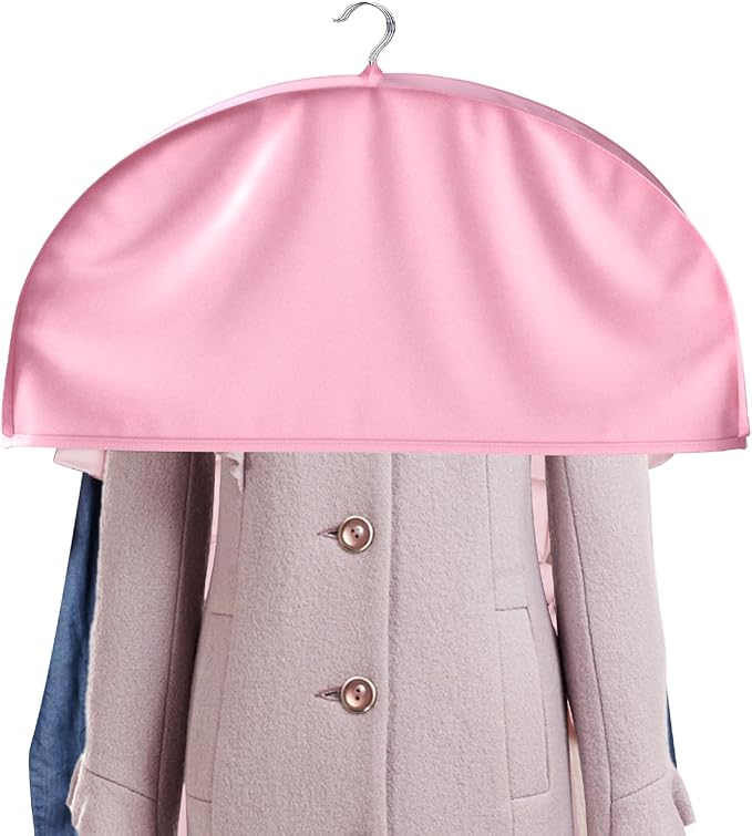Univivi 12 Inch Satin Shoulder Covers for Clothes (Set of 4) Breathable Shoulder Garment Dust Cover Closet Suit Protects for Suit, Coats, Jackets - Pink