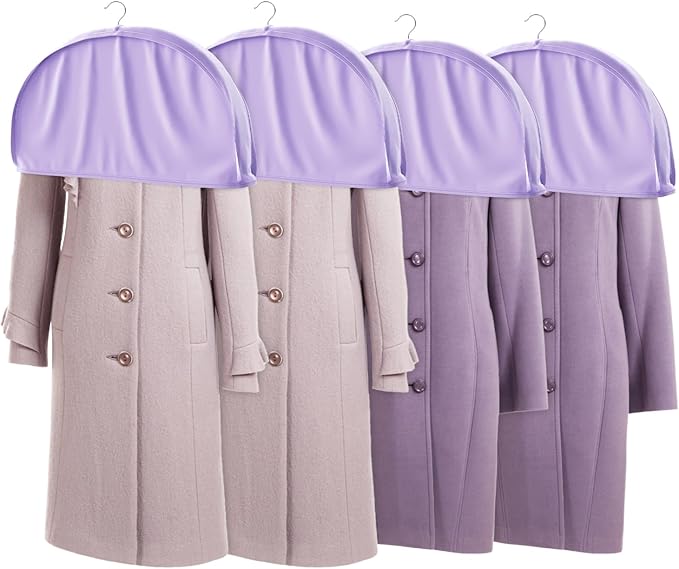 Univivi 12 Inch Satin Garment Shoulder Covers for Clothes (Set of 4) Breathable Shoulder Garment Dust Cover Closet Suit Protects for Suit, Coats, Jackets - Iris