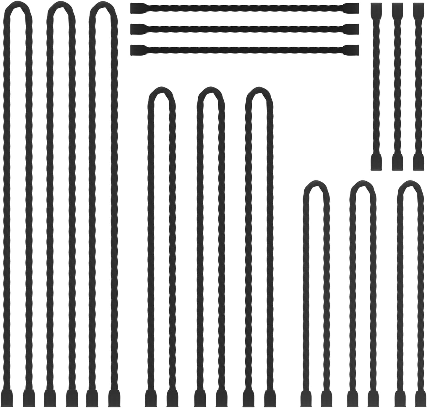 15PCS Silicone Cable Ties Reusable Twist Ties Steel-Core Black Straps Organizer All Purpose Bendable Cord Tie for Indoor Outdoor Holding Securing and Wrapping (4 6 12 18 24 inch)