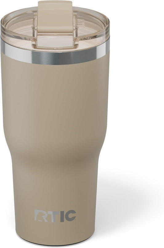 RTIC 30oz Essential Tumbler with Lid, Ceramic Lined, Insulated, Stainless Steel, Metal, Double Wall Vacuum-Insulation, Travel Cup for Iced Coffee, Tea, Hot and Cold Drink, Beach