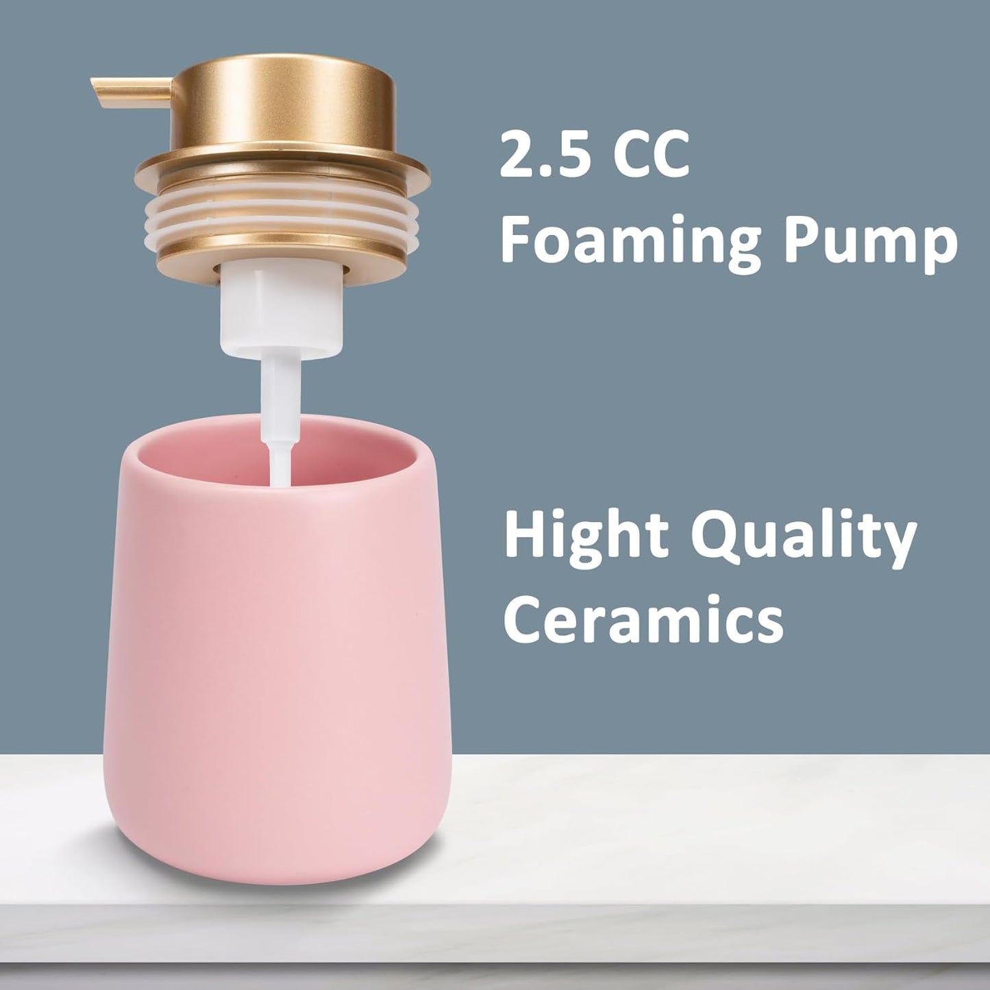 Soap Foaming Dispenser Ceramic with Easy-to-Press Pump Hand Foam Dispenser for Shampoo Bathroom Kitchen 12 oz