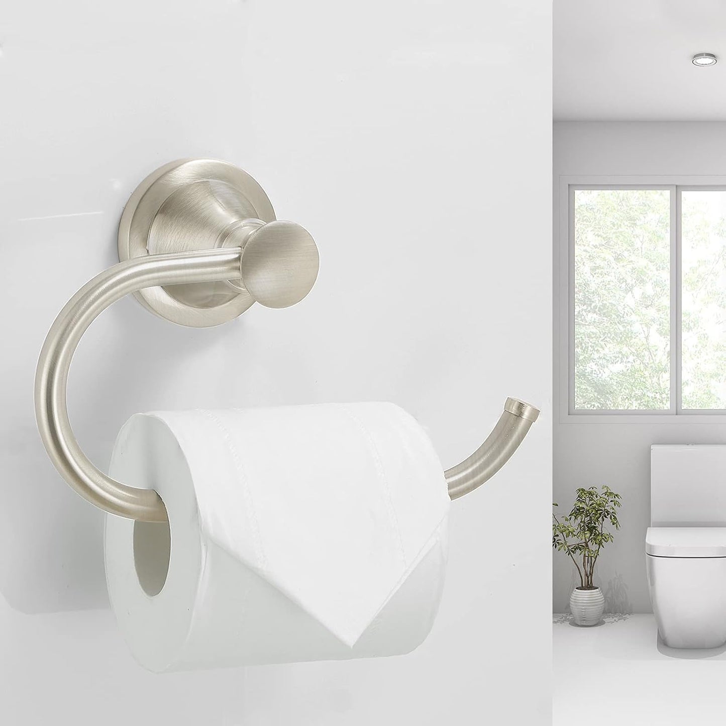 BESy Brushed Nickel Toilet Tissue Paper Holder Brushed Nickel Bathroom Accessories Toilet roll Paper Hanger, Wall Mounted, Rustproof
