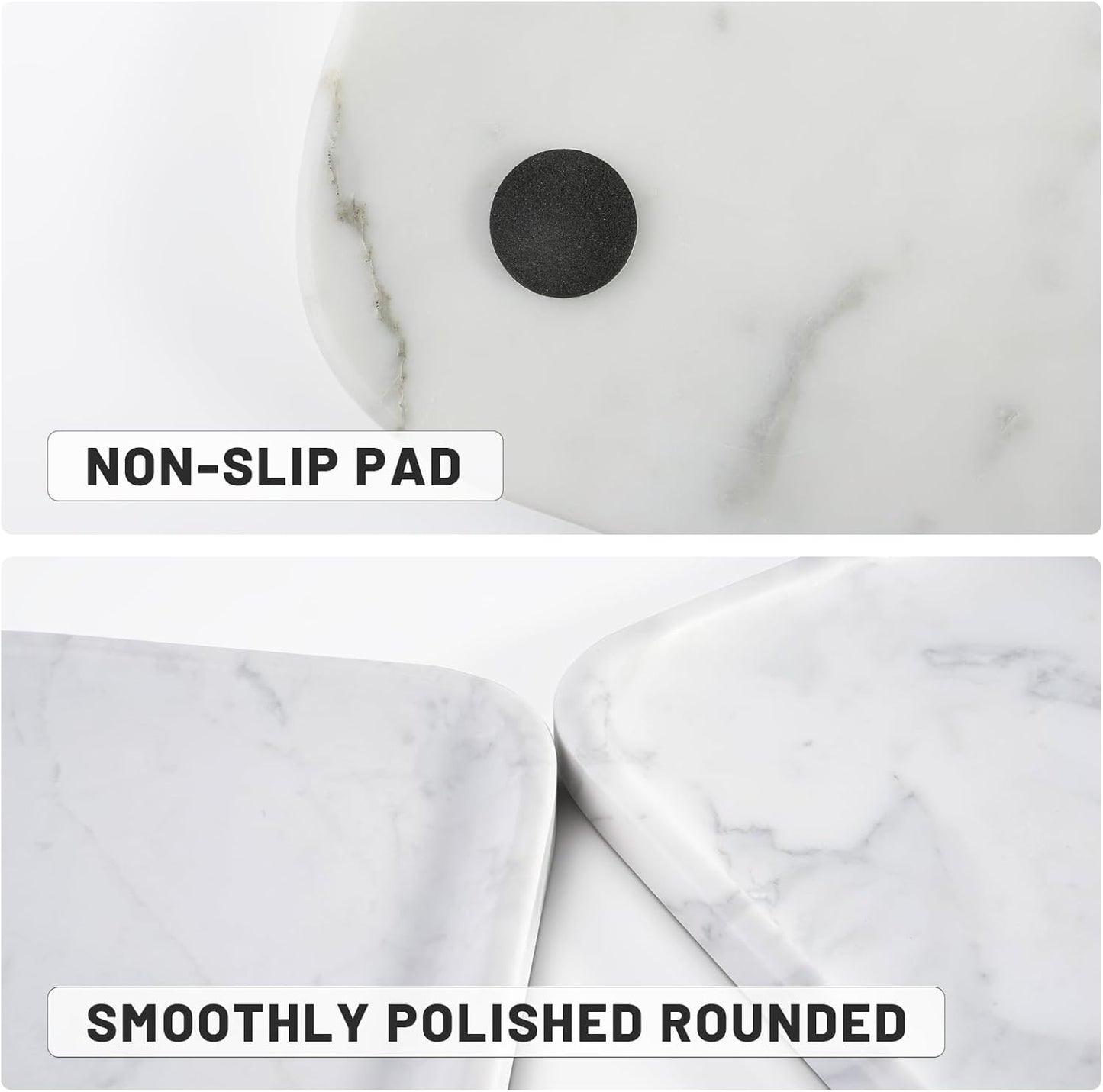 Statuario Marble Vanity Tray - Decorative Organizer for Bathroom Countertop, Dresser, Kitchen Sink