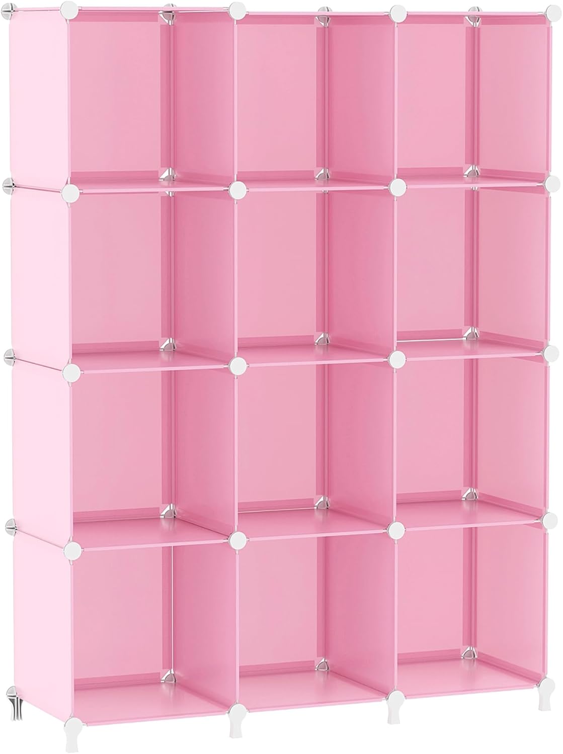 AWTATOS Cube Storage Organizer Protable Closet Organizers and Storage for Kids DIY Stackable 12 Cube Storage Shelves Clothes Organizer for Bedroom, Home, Pink