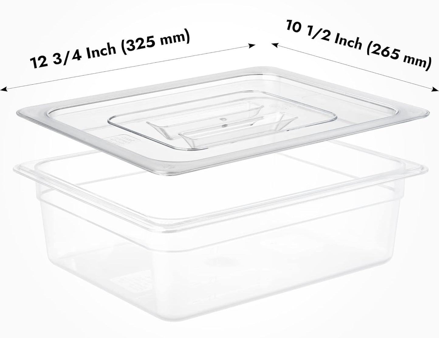CURTA 6 Pack NSF Food Pan Cover, 1/2 Size Clear Polycarbonate Lid with Handle for Commercial Food Pan, Dishwasher & Freezer Safe Plastic Clear