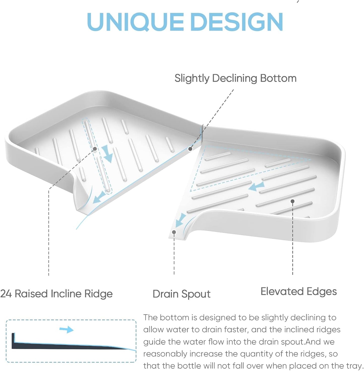 Kitchen Sink Tray,3 Pcs Silicone Sponge Holder for Kitchen Sink Organizer, Kitchen Soap Tray Self Draining Soap Dish for Bathroom