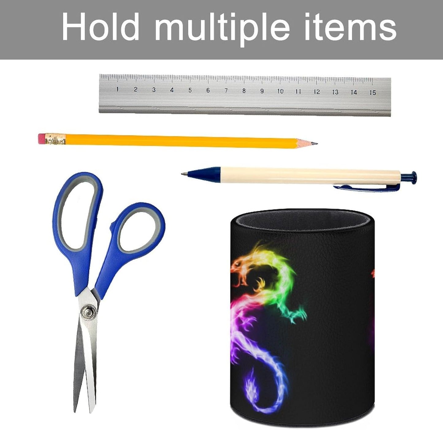 Dragon Pen Holder Pencil Organizer Cute Pencil Cup Desk Decor Makeup Brush Holder PU Multifunctional Office Suppliesfor Home Classroom School